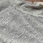 H&M White Ecru Lace Ruffle Trim High Neck T-Shirt Photo 2