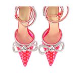 Mach & Mach Double Bow Rhinestone Stiletto Heels Pink Sz 37 US 7 Photo 3