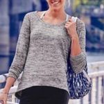 Athleta No Sweatin It Sharkbite Heathered Gray Sweatshirt Top Size S Photo 0