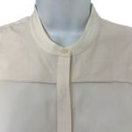 The Kooples White Crepe Leather Detail Floral Lace Long Sleeve Button Down Blouse XS Photo 9