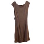 Loft  Women's Ruched Knee Length Dress Beige Cap Sleeve Size S Casual Photo 1