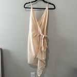 LPA  (NWT) Light Pink Cross Back Tencil Linen Blend Mini Wrap Dress, Size M Photo 4