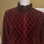Talbots Women's Red Black Fleece Snowflake Full Zip Jacket Size Large Vintage Photo 2