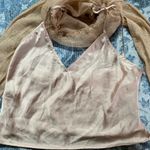 ZARA  Gold Sheer Long Sleeve Blouse Mockneck with Built in Tank Size‎ Medium Photo 2