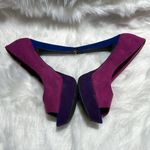Candie's faux suede pink blue stacked heel peep toe pumps Size 8.5. B66 Photo 4