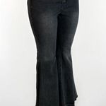 Forever 21 Pants Women 27 Black Denim Jeans Mega Flare Raw Hem Cotton Button Fly Photo 15