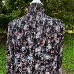 CeCe  Women's Long Sleeve Mock Neck Floral-Print Smocked Dress Black Size‎ M NWT Photo 7