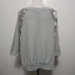Daytrip  Gray Floral 3/4 Sleeve Off Shoulder Dolman Sweatshirt Top Women L Photo 5