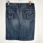 Citizens of Humanity Size 27 Denim Skirt Sophia Knee Length Y2K Front Slit 618 Photo 1