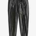 EXPRESS Super High Waisted Faux Leather Belted Ankle Pant, Black, Size 6R, NWT Photo 2