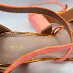 Allegra K Heeled Sandals Womens 6 Glitter Orange Strappy Criss Cross Ankle Strap Photo 7