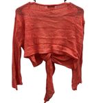 Soft Surroundings Soft Surrounding Wool Mohair Blend Coral Wrap Tie Waist Open Knit Cardigan Large Photo 5