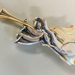 Angel Flying Brooch Lapel Pin Gold Silver Tone Trumpet Play Religious Christian Photo 10