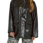 LIONESS Black Faux Croc Embossed Button Front Blazer Jacket, Women's Size M Photo 0