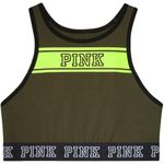 PINK - Victoria's Secret PINK Victoria’s Secret Olive Green Logo Reverse Racerback Bra Top Photo 2