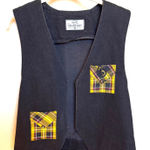 Lorraine Wardy Womens Black Denim Vest Size S Plaid Pocket Detail Photo 0