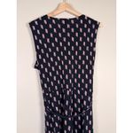 Lands' End  Sleeveless Wrap Maxi Dress Navy Pink Geometric Print Size 14 16 Photo 3