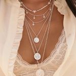 Lulus Made of Stardust Silver Rhinestone Layered Coin Necklace Photo 0