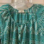 Everly  Green/Teal Print Scoop Neck 3/4 Sleeve Blouse M Photo 2