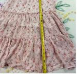 SheIn  Floral Tiered Midi Dress Off Shoulder Smocked Waist Short Sleeve Pink M Photo 3