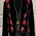 Anthropologie Ett:twa by  Cropped Velvet Floral Embroidered Jacket/Blazer Photo 0