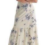 EXPRESS  Cream and Blue Floral squared neck tiered spaghetti strap Maxi Dress Photo 0