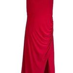 AQUA Women's Formal Dress Size 10 Red Beaded Halter Backless Long Gown Photo 0