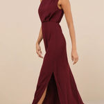 Lulus NWT  Classic Elegance Plum Chiffon Sleeveless Mock Neck Maxi Dress Size XS Photo 0