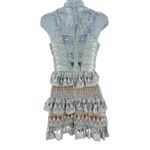 Boutique  Unbranded Mini Dress Sleeveless High Neck Lace Ruffle Sage Mint Blue Photo 51