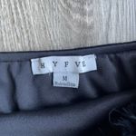 HYFVE Velour Crop Top Womens M Black Faux Fur Trim Club Rave Whimsigoth Witch Photo 1