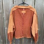 POL Pumpkin Spice Striped Cropped Oversized Button Down Top Photo 2