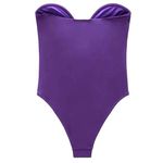 ZARA NWT  Purple Corset Top Strapless One Piece Swimsuit Blogger Favorite Size XL Photo 2