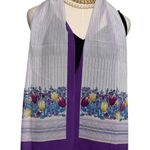 Saint Michael vintage Italian chiffon tulip stripe long scarf purple 11x54" Photo 5