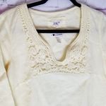 MALVIN HAMBURG GERMANY 100% LINEN CROCHET V NECK YELLOW SWIM BEACH COVER 10 Photo 2