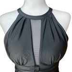 Tempt Me  Black One Piece Swimsuit High Neck Plunge Ruched Tummy Control Small Photo 6