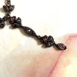Silver tone pink and purple rhinestone floral necklace Photo 4