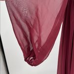 Azazie Norah Cabernet A12 bridesmaid dress sheer long puff sleeves flowy slit Photo 12