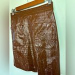 Halogen x Atlantic Pacific A-Line Brown Patent Leather Mini Skirt Size XS Photo 4