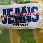 Vintage 80s Striped Wrap Front Skort Patterned Cotton Lime Green Yellow Womens M Size M Photo 6