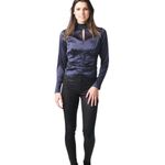 frame denim Frame NWTS Felicity Silk Navy Blue Long Sleeve Button Sleeve Blouse size large Photo 3