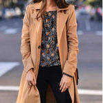 CAbi  Love Carole Casablanca‎ Tan Knit Ponte Trench Coat #3037 Size S Belted Photo 10