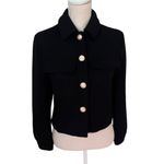 ZARA Black Wool Blend Cropped Blazer Jacket Buttons XS Photo 2