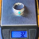 Sleeping Beauty Turquoise White Diamond Accent Art Deco Ring Size 7.75 Silver Photo 8