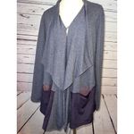 LOGO Lounge Lori Goldstein Open front Sweater size Large Lagenlook Pockets Purple Photo 7