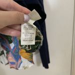 Ecru  Navy knit vneck silk floral detail back lightweight sweater top size medium Photo 2