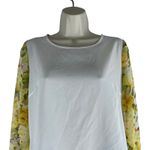 Lovers + Friends Floral Printed Long Sleeve Sheer Top White Yellow Size M Photo 2