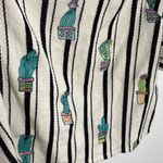 Judith March  Women's Embroidered Off The Shoulder Cactus Striped Blouse Medium Photo 5