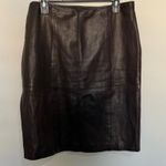 St. John Collection  Chocolate Brown Leather Pencil Skirt size 12 Photo 2