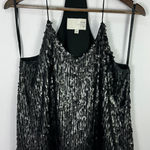 J.O.A. Los Angeles M Black Sequin Cami Top Mob Wife Glam Y2K Party Holiday Tank Photo 0
