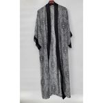 Cacique Vintage Lingerie Kimono Robe @L/XL Womens Gray Black Sheer Paisley Long Photo 15